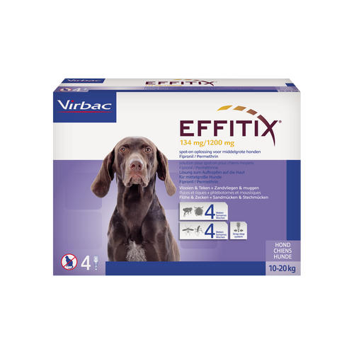 Effitix 134 mg/1200 mg Fipronil/Permethrin M für Hunde 10-20 kg (4 Pipetten) MHd 31.07.2027