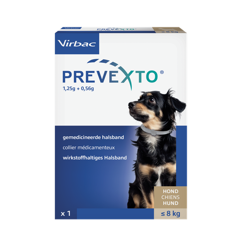 Prevexto 1,25 g + 0,56 g wirkstoffhaltiges Halsband für Hunde bis 8 kg