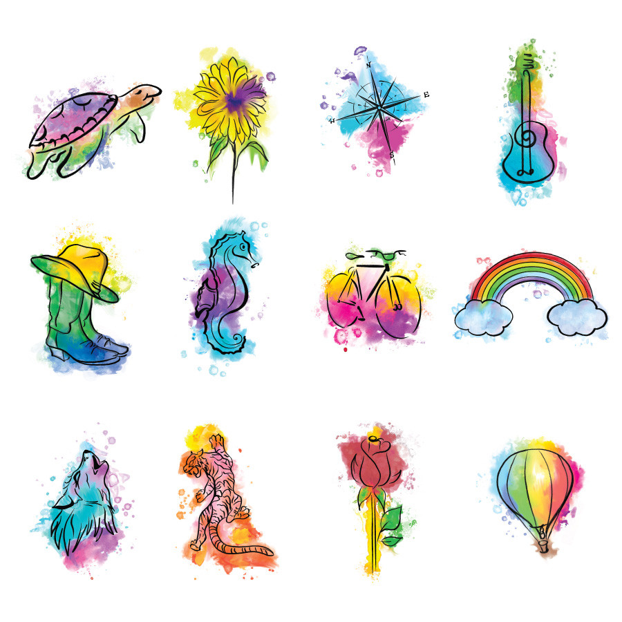 Watercolor Tattoos in Folders - Series 2 300 Count in Folders