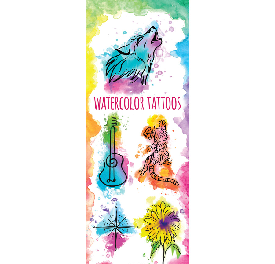 Watercolor Tattoos in Folders - Series 2 300 Count in Folders