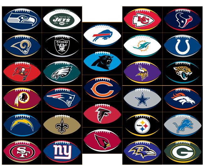 NFL Footbal Oval Stickers 300 per Box