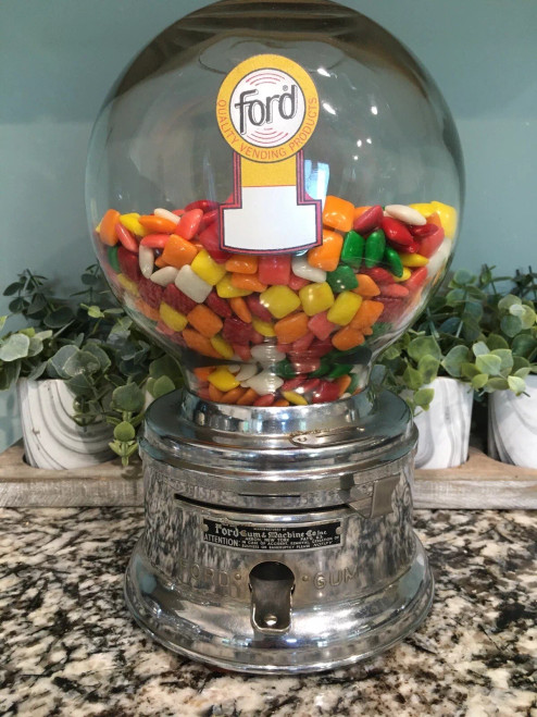 Antique Ford Gum Machine Gumball Machine with Glass Globe