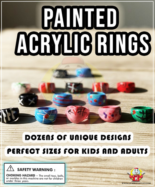 Painted Acrylic Rings 250 Pieces in 1.1" Capsules