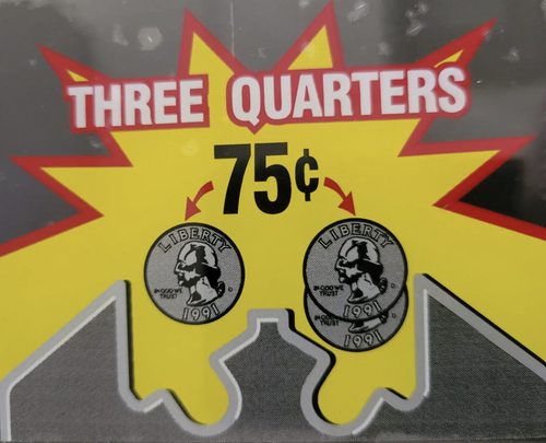 Original Northwestern .75 75 cents PRICE DECAL STICKER Capsule Vending Machine