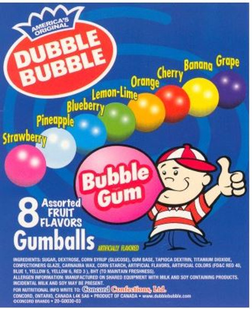 1" Gumballs Dubble Bubble 850 Count Case Double Bubble