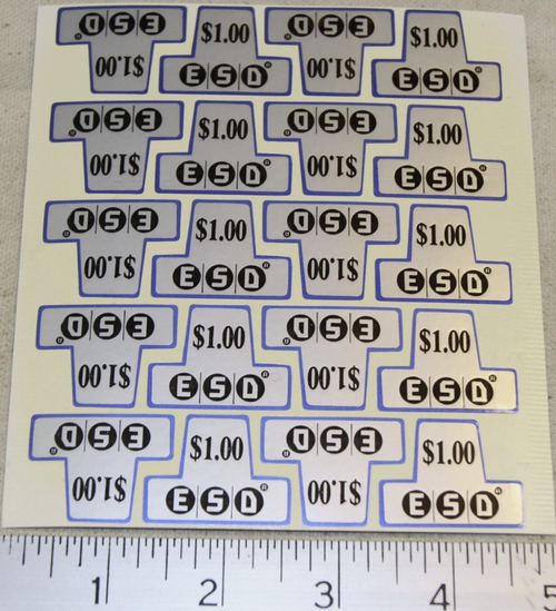 Authentic ESD $1.00 Coin Slide Decal Stickers Sheet of 20