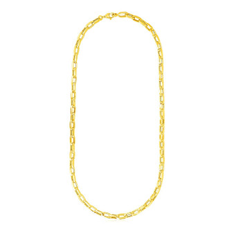 Size: 24'' - 14k Yellow Gold Mens Paperclip Chain Necklace