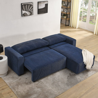 Modular Corduroy Upholstered 3 Seater Sofa Bed with Storage for Home Apartment Office Living Room, 