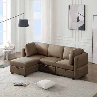 Convertible Sectional Sofa with Chaise, L Shaped Sofa Couch Modular Sectional Sofa with Storage Sea