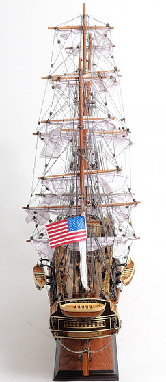 30" Wood Brown 1797 USS Constitution Medium Open Fron Display Case Boat Hand Painted Decorative Boat