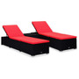 vidaXL 3 Piece Patio Sun Loungers with Tea Table Poly Rattan Black