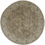 10' Green Brown And Taupe Round Wool Paisley Tufted Handmade Stain Resistant Area Rug