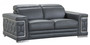 71" Sturdy Dark Gray Leather Loveseat