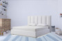 Queen White Upholstered Channel Tufted Velvet Bed Frame