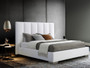 Queen White Upholstered Channel Tufted Velvet Bed Frame