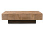 59" Brown And Black Solid Wood Rectangular Coffee Table