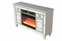 Symphony TV Stand With Electric Fireplace in Silver