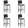 5 Piece Patio Bar Set with Cushions Black