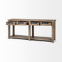 Light Brown Mango Wood Finish Console Table With 4 Drawers