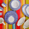 GET Diamond Esencia Melamine Dinnerware, White w/Blue Decal