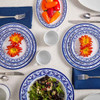 GET Diamond Esencia Melamine Dinnerware, White w/Blue Decal