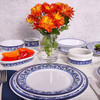 GET Diamond Esencia Melamine Dinnerware, White w/Blue Decal