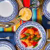GET Diamond Esencia Melamine Dinnerware, White w/Blue Decal
