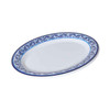 GET OP-950-DE Diamond Esencia 9-3/4" x 7-1/4" Wide Rim Platter, Melamine, White w/Blue Decal - 24/Case