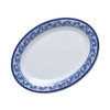 GET OP-120-DE Diamond Esencia 12" x 9" Wide Rim Platter, Melamine, White w/Blue Decal - Top View