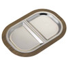 Service Ideas LO125DWC Original Thermo-Plate Platter Large Holder w/ Stainless Half Insert, Dark Wood