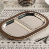 Service Ideas LO125DWC Original Thermo-Plate Platter Large Holder w/ Stainless Half Insert, Dark Wood