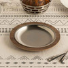 Service Ideas RT701DWC Thermo-Plate Platter Small Round Holder, Dark Wood with stainless insert