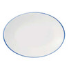 Libbey 114231 Porcelana Linea 13-5/8" x 10" Oval Platter, Porcelain, Blue Band
