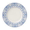 Libbey 114556 Lisbon 9" Wide Rim Plate, Porcelain, White/Blue