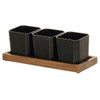 Cal-Mil 23207-78 Sydney 3 Jar Display 5"x 12.75" x 4.5"H, Plastic, Black, Walnut