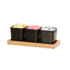Cal-Mil 23207-21 Sydney 3 Jar Display 5"x 12.75" x 4.5"H, Plastic, Black, Oak