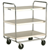 Lakeside 493 Mobile Utility Cart, Tubular, 3-Shelf, Chrome Plated