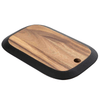 Tablecraft 12575 Acacia 14" x 9" Serving Board, Chalkboard Edge, Black
