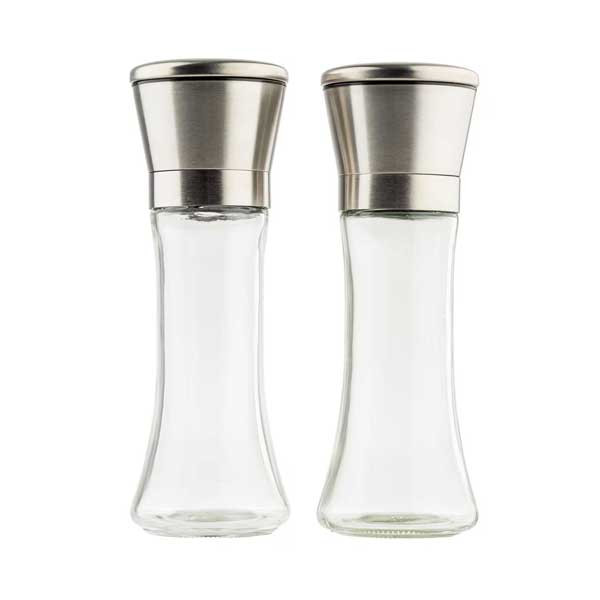 Tablecraft 12836 6 oz. Salt & Pepper Mill Set, Glass - 2/Set