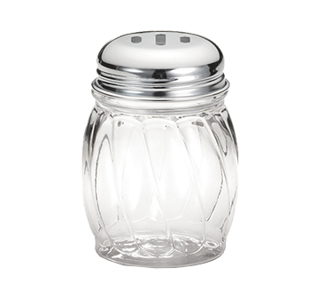 Tablecraft 260SL Swirl 6 oz. Slotted Top Cheese Shaker, Glass - 36/Case