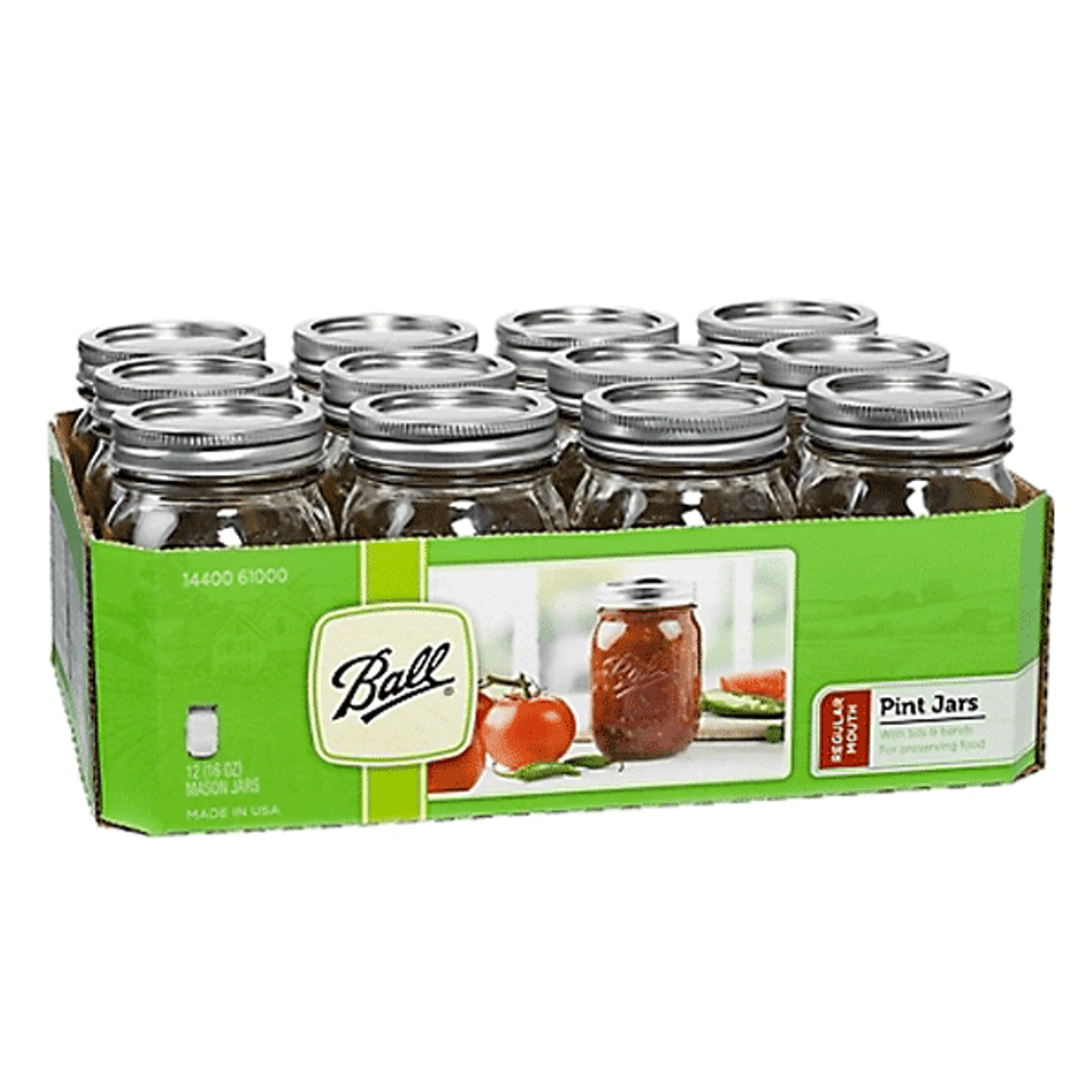 Kerr Wide Mouth Pint Canning Jar w/ Lid & Band - 12/Case