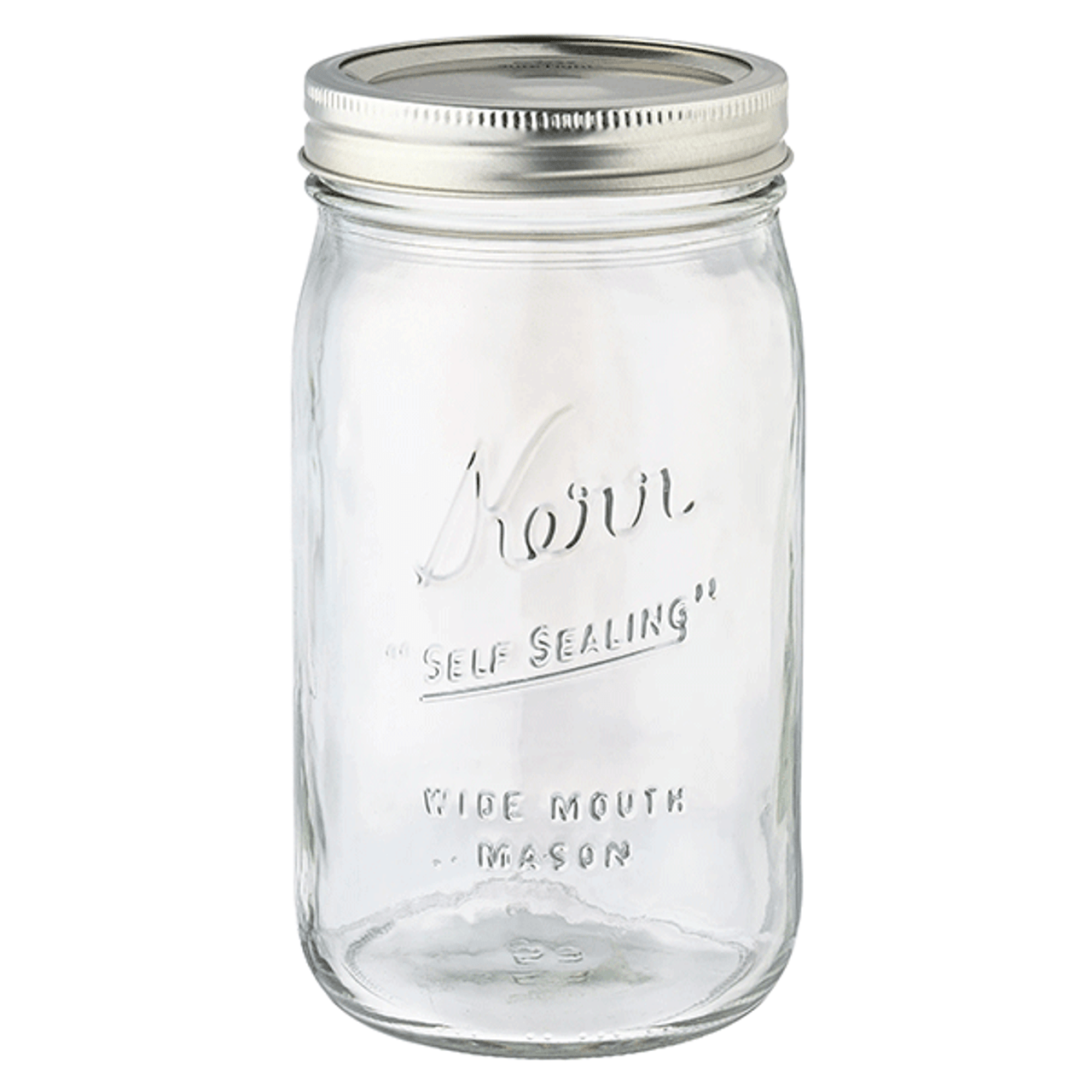 Kerr 518 16 oz. Pint Wide Mouth Glass Canning Jar with Silver Metal Lid and  Band - 12/Case