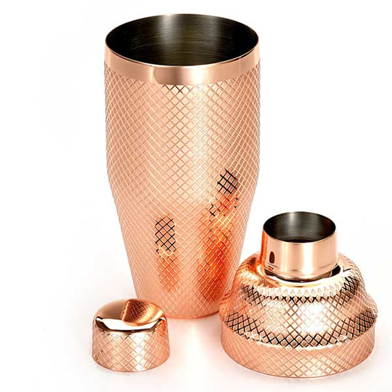 Barfly M37205CP Diamond Lattice 24 oz. 3-Piece Japanese Style Bar Cocktail  Shaker Set, Copper Plated - Ford Hotel Supply