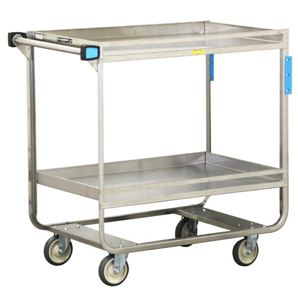 Utility Cart Slot Rails Lakeside 729 Guard Rail Utility Cart, 2 Shelf, SS - Ford Hotel Supply