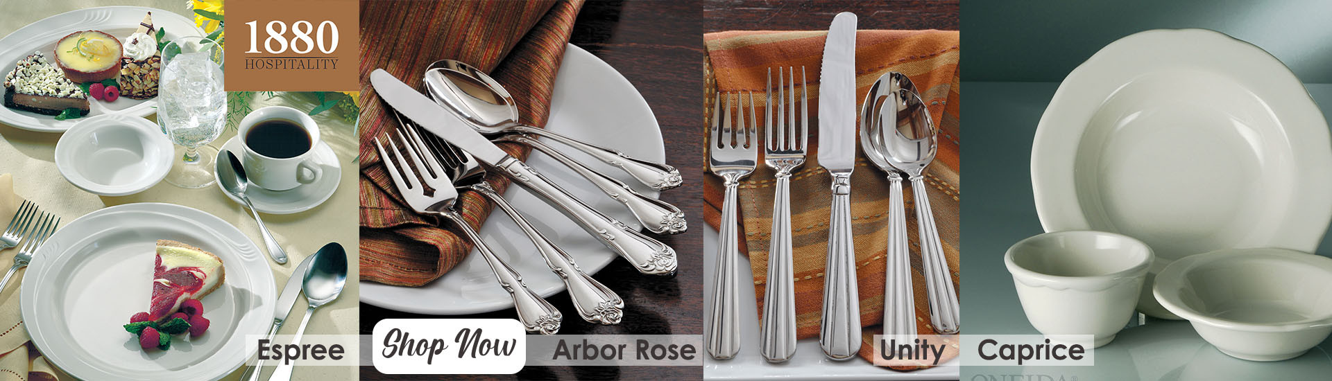 Shop dinnerware and flatware by 1880 Hospitality!
