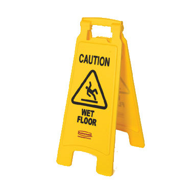 Rubbermaid Panneau "Attention Sol Humide" - Double Face Jaune - 26x11x25 Cm - Pour Entretien, Hotels, Espaces Publics