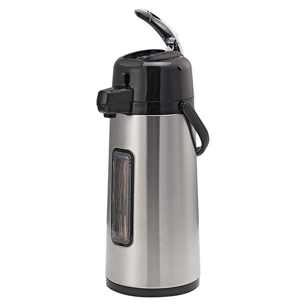 Service Ideas Eco-Air 2.2L Airpot With Sight Glass – Stainless Steel, Glass Lined, Lever Lid