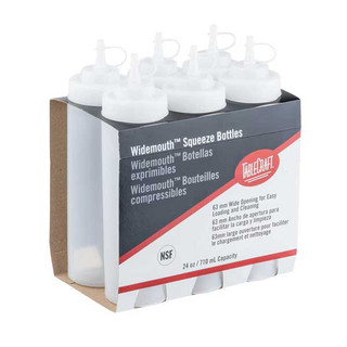 Tablecraft 12633 WideMouth 24 oz. Squeeze Bottle w/Cap, Clear - 48/Case