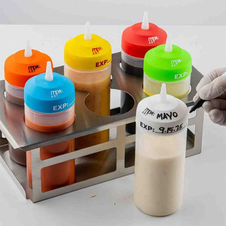 Tablecraft 13095 Writeable Silicone Tip Top, 63mm, (2) Markers, Multi-Color - 6/Set