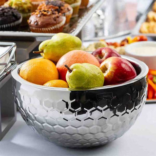 Tablecraft 12838 Hive Collection 5 qt. Round Double Wall Bowl, Honeycomb, SS